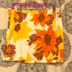 Orange and Yellow Floral J.Crew Skirt with Pockets